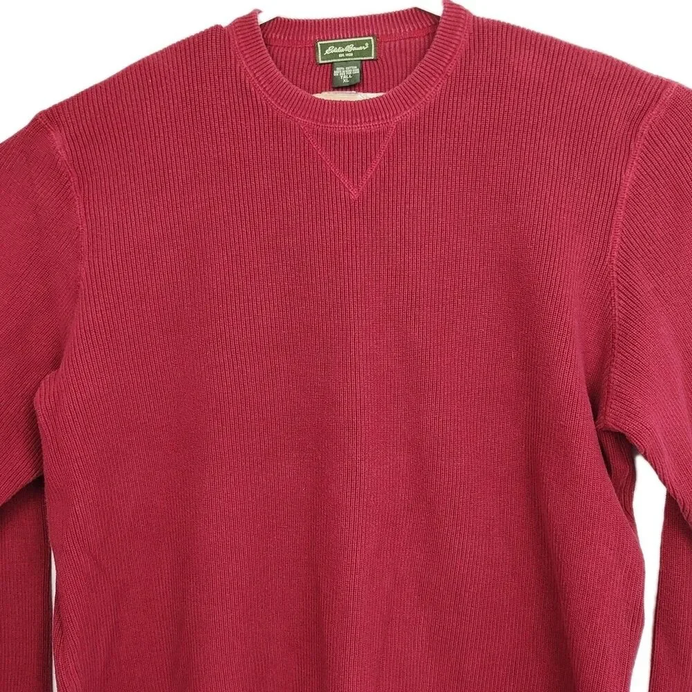 VTG Eddie Bauer men's pullover sweater, Tall XL, dark red, long slvs, crew neck‎ - Picture 2 of 10